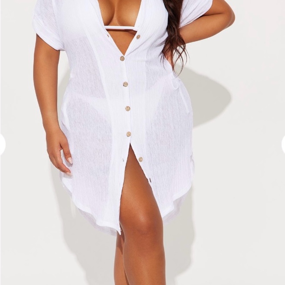 NWT White Button-Down Swim Cover-Up